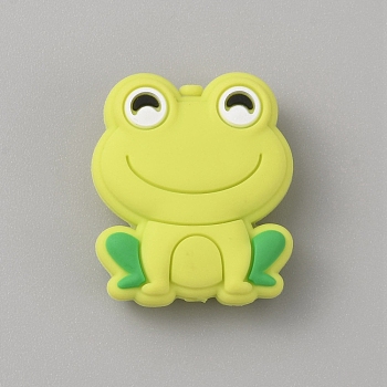 Food Grade Eco-Friendly Silicone Beads, Animal, Frog Pattern, 28x24x10mm, Hole: 3mm