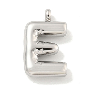 Non-Tarnish 304 Stainless Steel Pendants, Letter Charm, Stainless Steel Color, Letter E, 25.5x12x5.5mm, Hole: 3mm