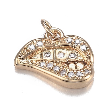 Real 18K Gold Plated Clear Lip Brass+Cubic Zirconia Charms