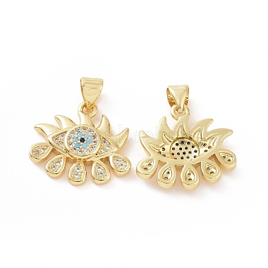 Golden Clear Evil Eye Brass+Cubic Zirconia Pendants