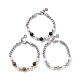Pulsera redonda de piedras preciosas mixtas y perlas naturales para niñas y mujeres.(BJEW-F418-07)-1