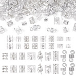 170Pcs 17 Styles Iron Hair Coil Cuffs, Dread Cuff Coil, Mixed Shapes, Silver, 9~23x8~12mm, Inner Diameter: 7~10.5mm, 10pcs/style(OHAR-TA0001-12S)