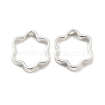 Rack Plating Brass Bead Frames, Long-Lasting Plated, Flower, Silver, 13x2.9x0.8mm, Hole: 0.9~1mm(KK-WH0084-02S)