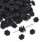 Transparent Acrylic Beads, Frosted, Flower, Black, 11x4.5mm, Hole: 1mm, the wholesale of PL561(X-PL561-12)