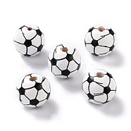 Natural Wood Beads, Dyed, Round, Black, Football, 15.5x14.5mm, Hole: 3.2mm(WOOD-K006-A01)