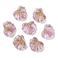 Plating Transparent Acrylic Beads, Golden Metal Enlaced, Leaf, Old Rose, 10.5x13x4.5mm, Hole: 1.8mm, about 1180pcs/500g(OACR-B013-15E)