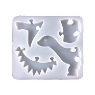 DIY Food Grade Silicone Animal Puzzle Molds, Resin Casting Molds, For UV Resin, Epoxy Resin Craft Making, Dinosaur Pattern, 116x129x14mm(SIMO-PW0011-16C)