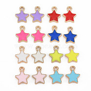 Alloy Enamel Charms, Light Gold, Star, Mixed Color, 12x10x2mm, Hole: 1.6mm(PALLOY-N153-40-RS)