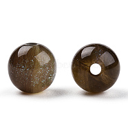 Round Imitation Cat Eye Resin Beads, with Glitter Powder, Camel, 8mm, Hole: 1.6~1.8mm(RESI-TAC0017-08D)