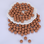 Round Silicone Focal Beads, Chewing Beads For Teethers, DIY Nursing Necklaces Making, Camel, 15mm, Hole: 2mm(SI-JX0046A-77)