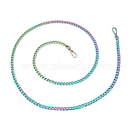 Electroplating Iron Chain Bag Strap, Bag Replacement Accessories, Rainbow Color, 120x0.75cm(FIND-WH0103-02MC)
