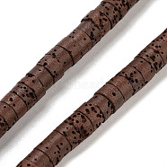 Natural Lava Rock Dyed Beads Strands, Disc, Heishi Beads, Coconut Brown, 6x3~3.5mm, Hole: 1.5mm, about 114pcs/strand, 14.96''(38cm)(G-K375-G04-01)