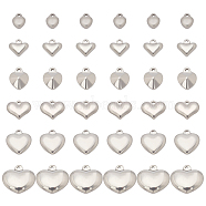 Unicraftale 36Pcs 6 Style 304 Stainless Steel Pendants, Heart, Stainless Steel Color, 10~18.5x8~20.5x3~5.5mm, Hole: 1.6~1.8mm, 6pcs/style(STAS-UN0024-76)