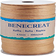 Raffia Paper Cords for DIY Jewelry Making, Paper Twine, Tan, 6.5mm, about 300m/roll(OCOR-BC0001-02A)
