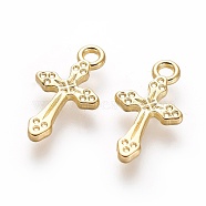 Alloy Pendants, Lead Free and Cadmium Free, Cross, Golden, about 19mm long, 10.5mm wide, 2mm thick, hole: 2mm(EA9080Y-G)