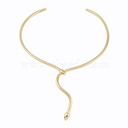304 Stainless Steel Necklaces, Snake Tie Necklace, Real 18K Gold Plated, Inner Diameter: 4.37 inch(11.1cm)(NJEW-G127-01G)