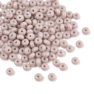 Imitation Jade Glass Seed Beads, Round Hole, Rondelle, Rosy Brown, 4~4.5x2~2.5mm, Hole: 1mm, 140pcs/set(SEED-Q038-01H)