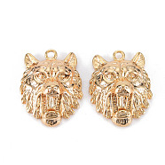 Brass Pendants, Nickel Free, Lion, Real 18K Gold Plated, 18.5x14x6.5mm, Hole: 1.4mm(KK-S356-527-NF)