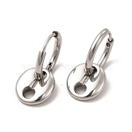 304 Stainless Steel Coffee Bean Dangle Hoop Earrings for Women, Stainless Steel Color, 22mm, Pin: 0.9mm(EJEW-P219-17P)