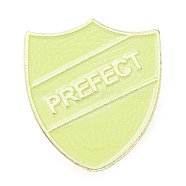 Prefect Shield Badge, Enamel Pin, Light Gold Alloy Brooch for Backpack Clothes, Green Yellow, 30.5x27x1.5mm(JEWB-H011-01G-D)