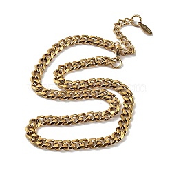 Ion Plating(IP) 304 Stainless Steel Diamond Cut Cuban Link Chain Necklace, Real 18K Gold Plated, 16.14 inch(41cm)(NJEW-D045-09G)