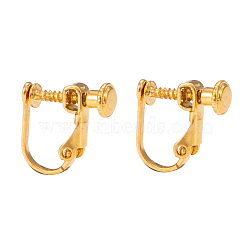 Brass Screw On Clip-on Earring Findings, Spiral Ear Clip, For Non-Pierced Ears, Golden, 13~15x13x5mm(X-KK-L164-02G)