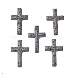 Natural Lava Rock Big Pendants, Cross Charms, Religion, 53.5~54x34.5~35x7~7.5mm, Hole: 1.2mm(G-F740-11)