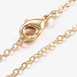 Collares de cadena de latón, cadena cruzada / rolo, con cierre de langosta, real 18k chapado en oro, 17.5 pulgada (44.5 cm)(X-MAK-L009-04G)