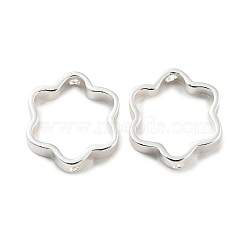 Rack Plating Brass Bead Frames, Long-Lasting Plated, Flower, Silver, 13x2.9x0.8mm, Hole: 0.9~1mm(KK-WH0084-02S)