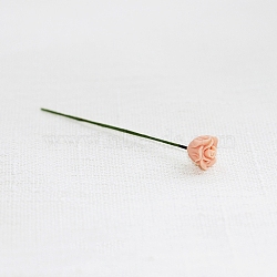 Resin Simulation Rose Model with Iron Wire, Micro Landscape Dollhouse Decoration, Pretending Prop Accessories, PeachPuff, 60x9mm(PW-WG49153-01)
