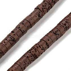 Natural Lava Rock Dyed Beads Strands, Disc, Heishi Beads, Coconut Brown, 6x3~3.5mm, Hole: 1.5mm, about 107~114pcs/strand, 14.96''(38cm)(G-K375-G04-01)