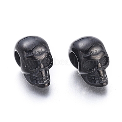 Halloween 304 Stainless Steel European Beads, Large Hole Beads, Skull Head, Gunmetal, 16x9.5x13mm, Hole: 5mm(STAS-M274-116B)