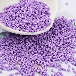 Baking Paint Glass Seed Beads, Cylinder, Lilac, 2x1.5mm, Hole: 1mm, about 50398pcs/pound(SEED-S042-05B-71)