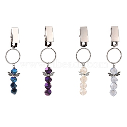 Electroplate Glass Beaded Credit Card Clip Puller, Iron Card Clip Grabber, Dragonfly, Mixed Color, 103mm, 4pcs/set(HJEW-JM00969)