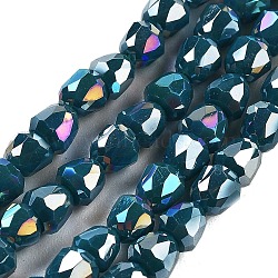 Electroplate Glass Beads Strands, Faceted, Bell, Dark Slate Gray, 4x3.5~4mm, Hole: 1mm, about 98pcs/strand, 13.70''(34.8cm)(EGLA-D030-P4mm-B04)