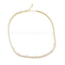 Brass Micro Pave Cubic Zirconia Necklace Making,  Long-Lasting Plated, with Loop, Real 18K Gold Plated, 40cm(KK-H754-02G)