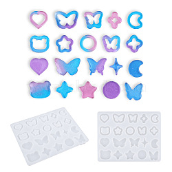 Butterfly/Heart/Star Linking Ring & Cabochon DIY Silhouette Silicone Molds, Resin Casting Molds, for DIY UV Resin, Epoxy Resin Jewelry Making, White, 88x69x5mm(SIMO-PW0021-01)