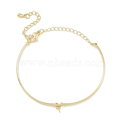 Brass Chain Bracelet Making, for Half Drilled Beads, Real 18K Gold Plated, 5-1/2 inch(14cm), Pin: 0.7mm(KK-U020-13G)