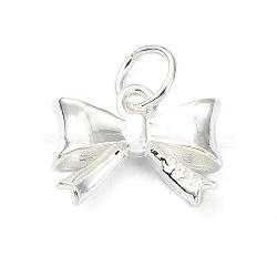 925 Sterling Silver Bowknot Charms, with Jump Rings & 925 Stamp, Silver, 10x13x4mm, Hole: 4mm(STER-M119-05A-S)