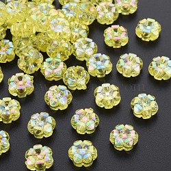 Transparent Acrylic Beads, AB Color Plated, Flower, Champagne Yellow, 10x5mm, Hole: 1.8mm, about 1650pcs/500g(MACR-S373-06-C07)