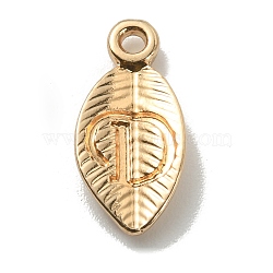 Alloy Pendants, Leaf with Letter Charm, Light Gold, Letter.D, 15.5x7.5x2.5mm, Hole: 1.5mm(FIND-TAC0011-69D-KCG)