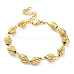 304 Stainless Steel Bicone Link Chain Bracelets for Women, Real 18K Gold Plated, 7-1/4 inch(18.5cm)(BJEW-G712-05G)