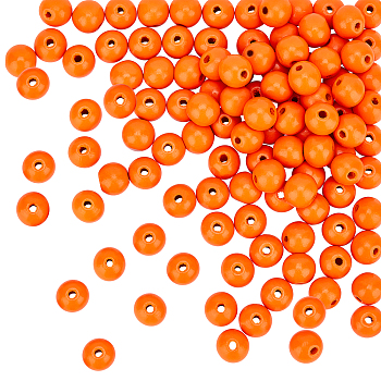 Elite Natural Wood Beads, Dyed, Round, Orange Red, 12x11mm, Hole: 4mm