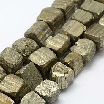 Natural Pyrite Beads Strands, Nuggets, 10~24x10~24mm, Hole: 1mm, about 26~27pcs/strand, 14.9 inch(38cm)