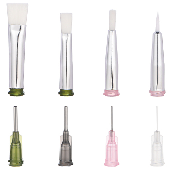 Facial Tool Sets, with Nylon Brush Head and Plastic Fluid Precision Blunt Needle Dispense Tips, Mixed Color, 20pcs/box
