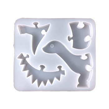 DIY Food Grade Silicone Animal Puzzle Molds, Resin Casting Molds, For UV Resin, Epoxy Resin Craft Making, Dinosaur Pattern, 116x129x14mm