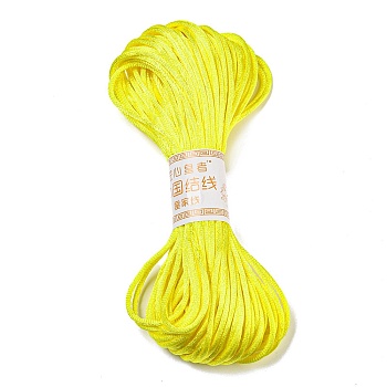Polyester Embroidery Floss, Cross Stitch Threads, Yellow, 3mm, 20m/bundle