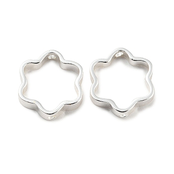 Rack Plating Brass Bead Frames, Long-Lasting Plated, Flower, Silver, 13x2.9x0.8mm, Hole: 0.9~1mm