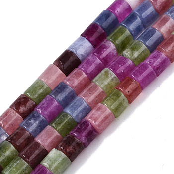 Natural Quartz Beads Strands, Dyed & Heated, Column, Colorful, 6.5x6~6.5mm, Hole: 1mm, about 63~64pcs/strand, 14.96 inch~15.16 inch(38~38.5cm)