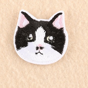 Computerized Embroidery Cloth Iron on/Sew on Patches, Costume Accessories, Appliques, Cat, Black, 3.7x3.7cm